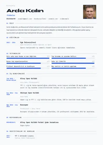 Sporcu CV Örnekleri cv indir